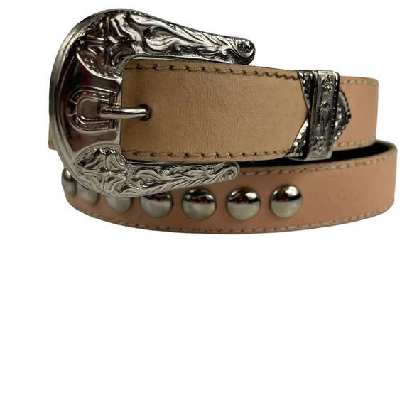 Vintage Western Studded USA Made Small-Medium Vegan Leather Rodeo Style Belt S-M - Picture 4 of 16